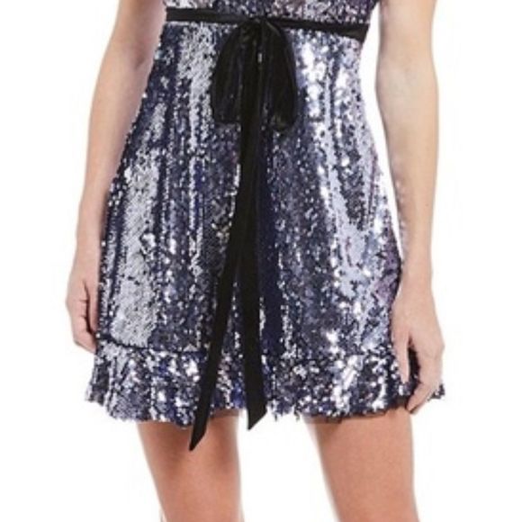 Free People Women's Purple Sequin Siren A-Line Mini Dress - Picture 1 of 6